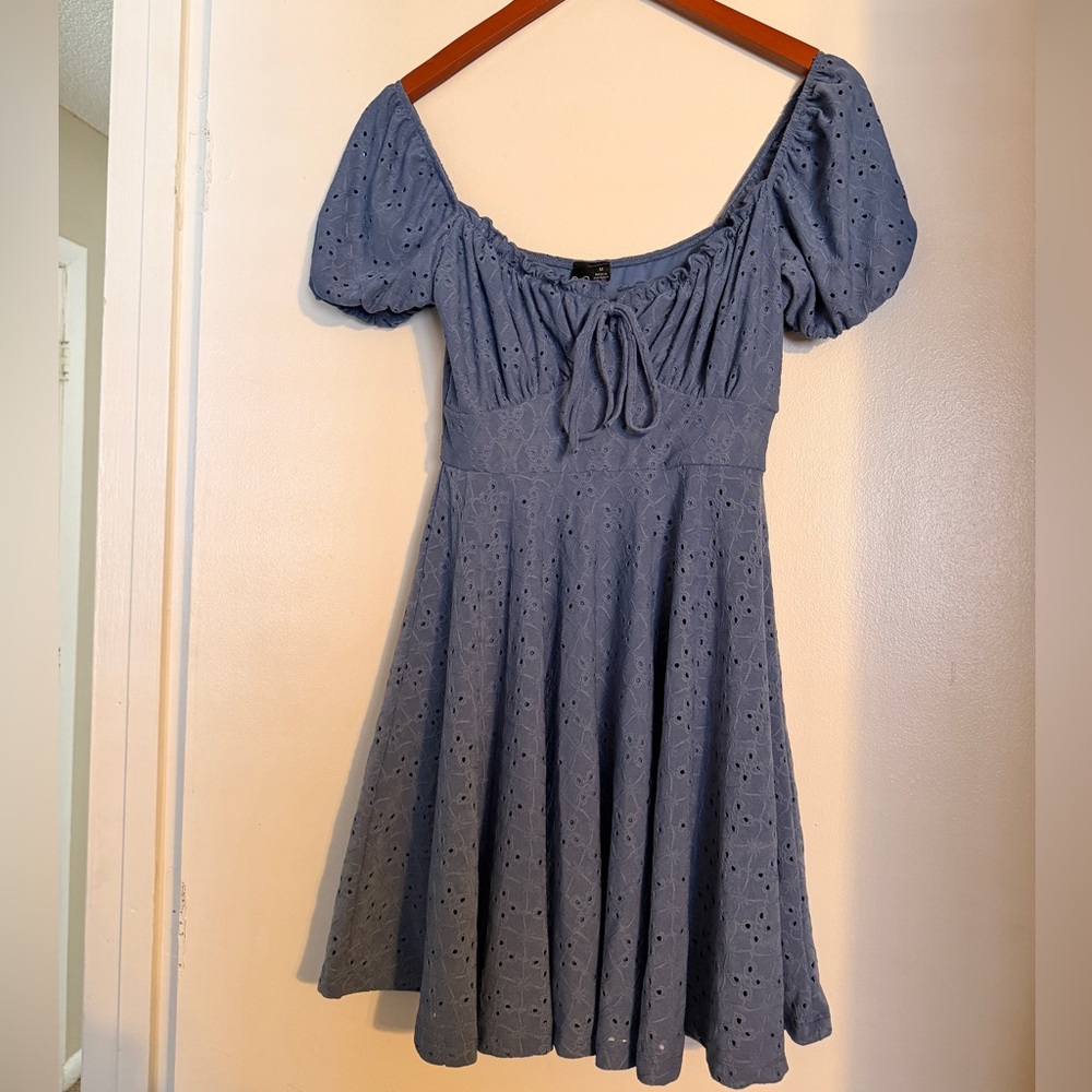 Windsor Blue Eyelet Mini Dress